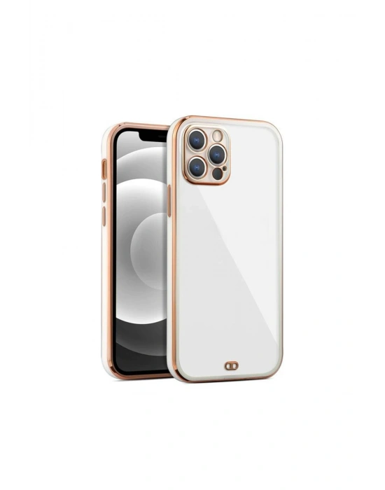 iPhone 13 Pro Max Arka kapak Kılıf beyaz kenarlı rose