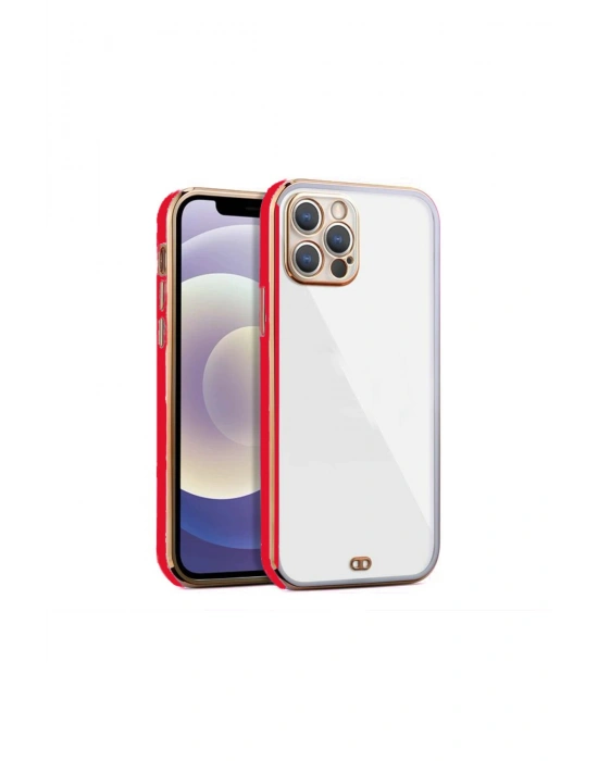 iPhone 13 Pro Max Arka kapak Kılıf Kırmızı kenarlı rose