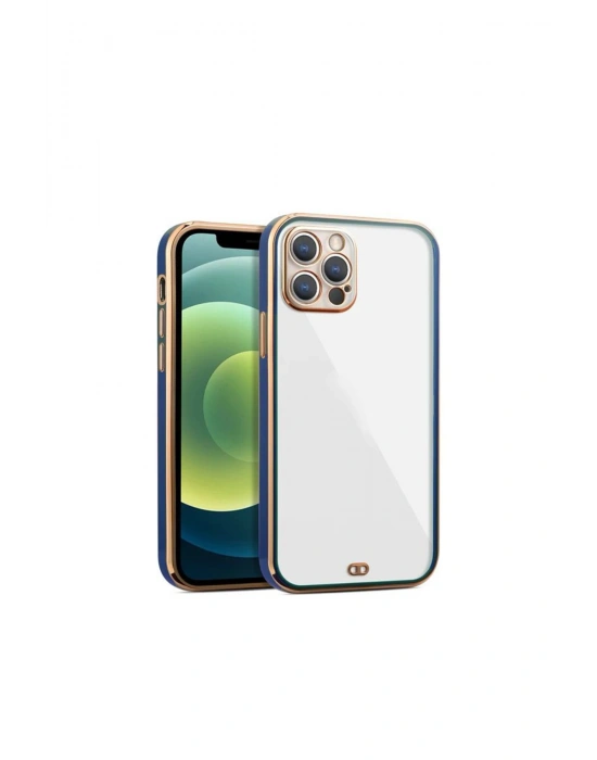 iPhone 14 Pro Arka kapak Kılıf Mavi kenarlı rose