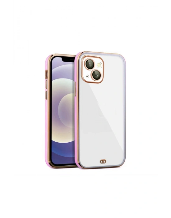 iPhone 14 Plus Arka kapak Kılıf Pembe kenarlı rose