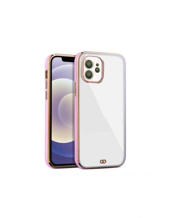iPhone 12 arka Kapak Kılıf Pembe kenarlı rose