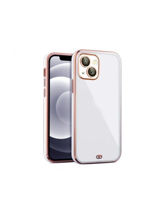 iPhone 14 Plus Arka kapak Kılıf Acık Mavi kenarlı rose
