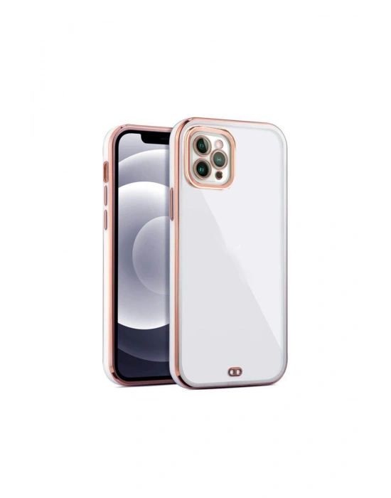 iPhone 11 Pro Uyumlu arka Kapak Kılıf Acık Mavi kenarlı rose