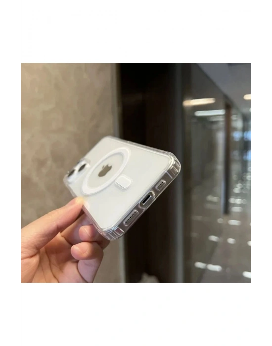 Phone 14 Pro Magsafe Destekli Kablosuz Şarj Uyumlu Şeffaf Silikon Kılıf