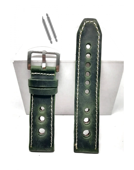 Tissot & Fossil & Panaray  Uyumlu Crayz Hakiki  Deri  24 mm  YEŞİL