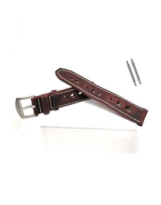 Tissot & Fossil & Panaray  Uyumlu Crayz Hakiki  Deri  24 mm  bordo