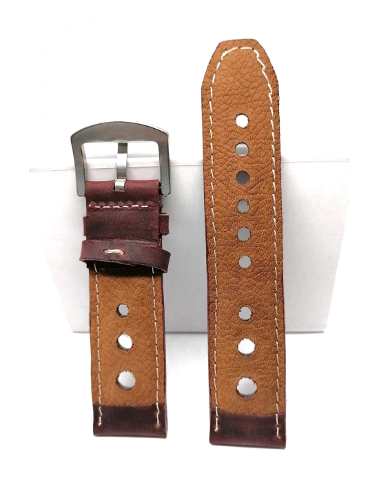 Tissot & Fossil & Panaray  Uyumlu Crayz Hakiki  Deri  24 mm  bordo