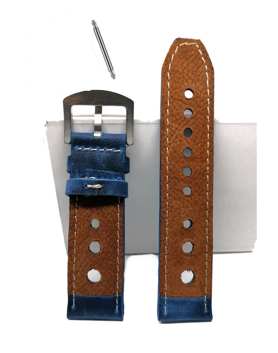 Tissot  &   Fossil  Uyumlu   Crayz   Hakiki   Deri   22  mm  MAVİ