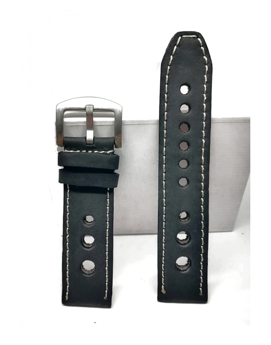 Tissot & Fossil & Panaray  Uyumlu Crayz Hakiki  Deri  24 mm   SİYAH