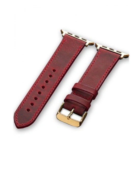 Akıllı saat Uyumlu   Deri Saat  Kordonu   34mm /42mm  kırmızı  aparatlı