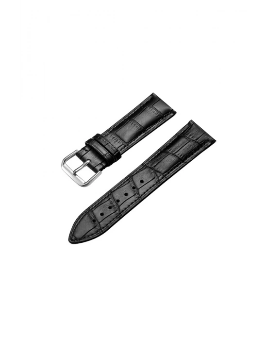Hakiki Deri Siyah Kordonu LONGİNE &OMEGA Uyumlu PİM YERİ  22 MM TOKA KISMI 18 MM