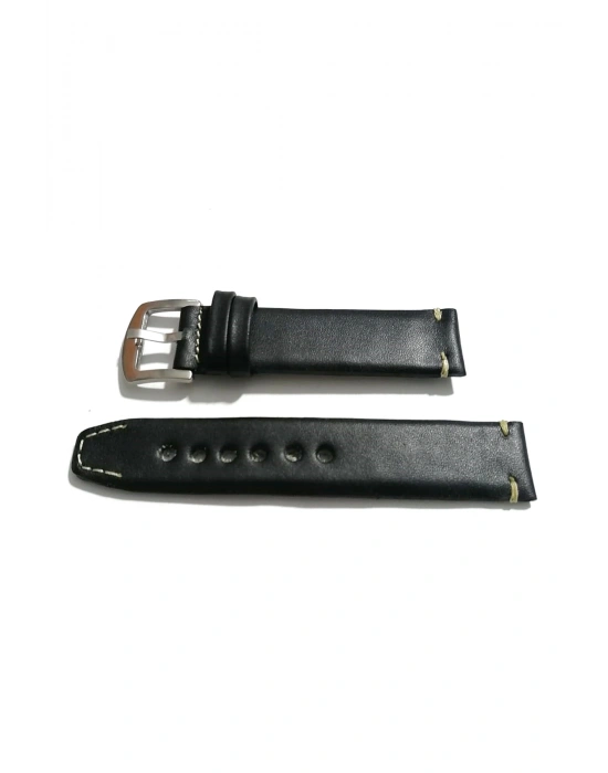 Her Saate Uygun  El Yapımı 24  mm Hakiki  Deri Kordon Siyah 24mm