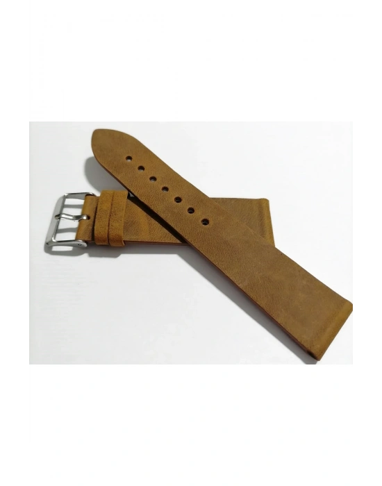 &Her Saate Uyumlu Hakiki Grizi Deri Saat Kordonu 22mm  (32)