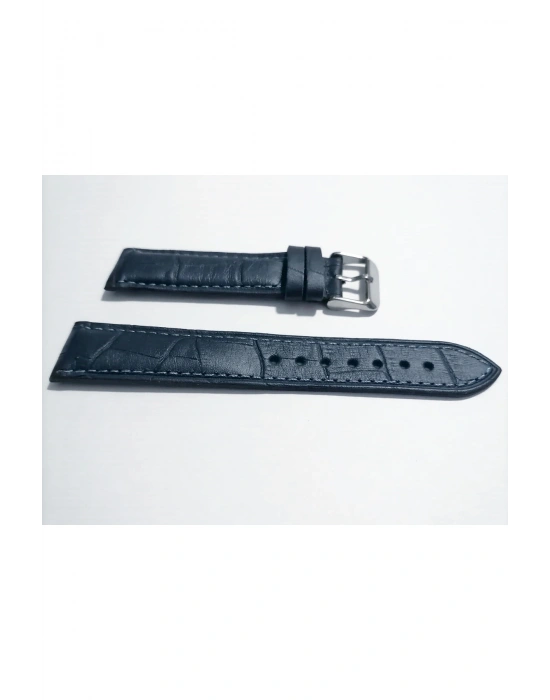 &Her Saate Uyumlu Hakiki Lazivert  Deri Saat Kordonu 22  mm  (51)