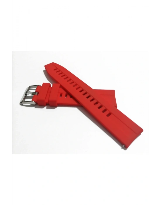 20  mm Akıllı Pimli Oluklu Kırmızı  silikon Saat Kordonu Kayışı(79)