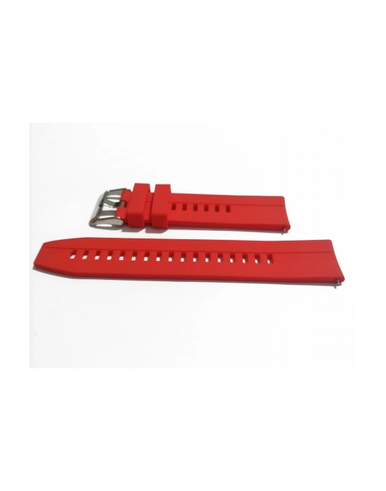 20  mm Akıllı Pimli Oluklu Kırmızı  silikon Saat Kordonu Kayışı(79)