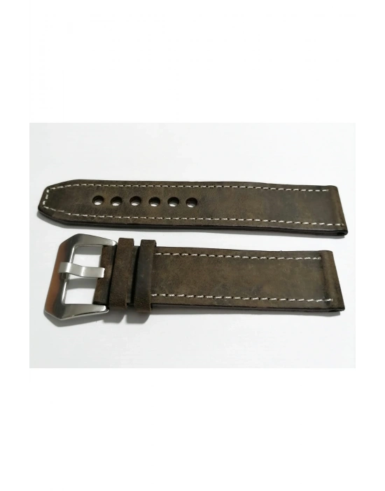 & Fosil  Uyumlu &Her Saate Uyumlu greyzi  Deri Saat Kordonu 24  mm  (87)  acı kahve