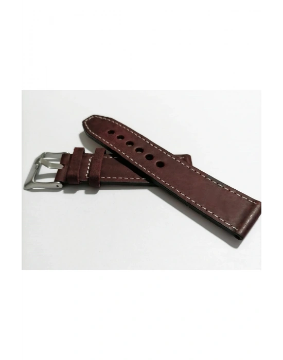 & Fosil  Uyumlu &Her Saate Uyumlu greyzi  Deri Saat Kordonu 24  mm  (83)  bordo