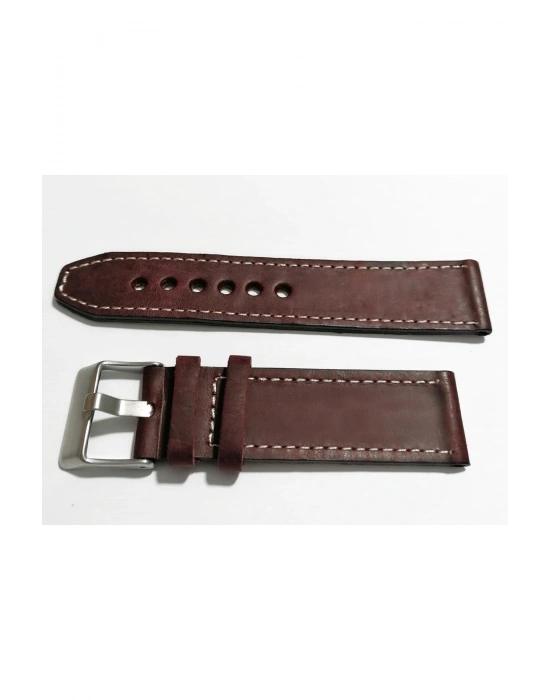 & Fosil  Uyumlu &Her Saate Uyumlu greyzi  Deri Saat Kordonu 24  mm  (83)  bordo