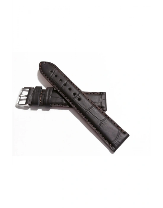 &Her Saate Uyumlu Hakiki  Dana  Derisi  Saat Kordonu 20   mm ( 127 )  mat kahverengi