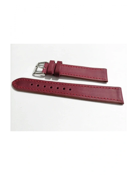 &Her Saate Uyumlu greyzi  Hakiki Deri Saat Kordonu 18   mm  (144)   Bordo