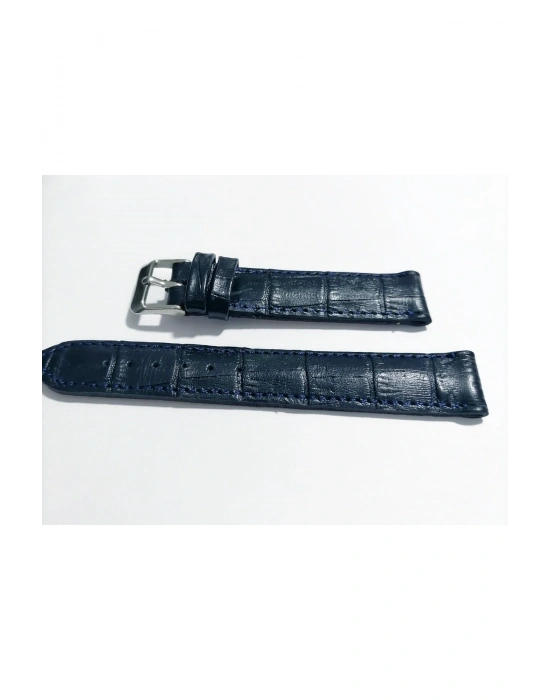 &Her Saate Uyumlu  Hakiki Deri Saat Kordonu 18   mm  (141)  Mavi