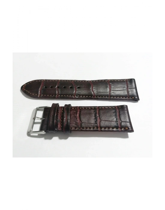 KAHVE  KROKO  DERİ  SAAT KORDONU 24 MM  HAKİKİ DERİ KAYIŞ(145)