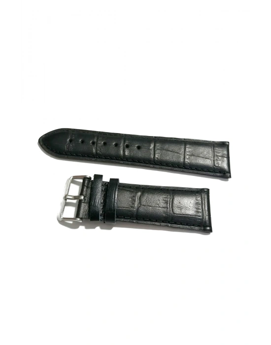 Kordon Seiko& Hertürlü  Saat Uyumlu Croco Baskılı Siyah Renk Deri  24 mm (154)