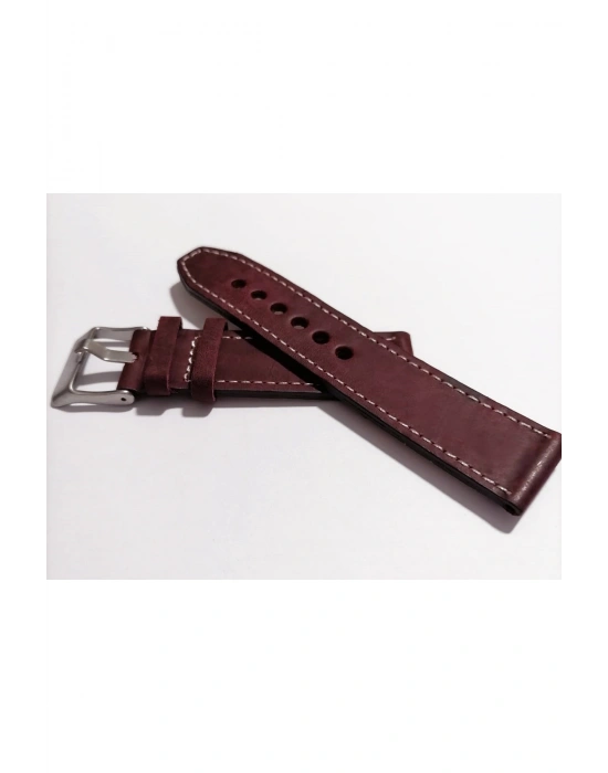 &Her Saate Uyumlu Hakiki Grizi Deri Saat Kordonu 20  mm  (162 )  bordo