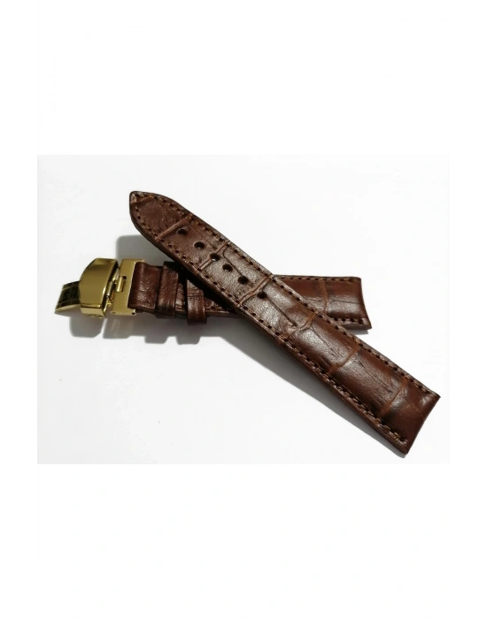 &Hertür Saate &Uygun  Kelebek  Toka  24 MM  kahve kordon   (193)  altın  toka