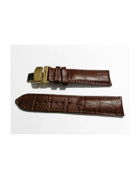 &Hertür Saate &Uygun  Kelebek  Toka  24 MM  kahve kordon   (193)  altın  toka