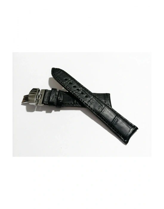 &Hertür Saate &Uygun  Kelebek  Toka  24 MM  siyah kordon   (189 ) gumuş   toka