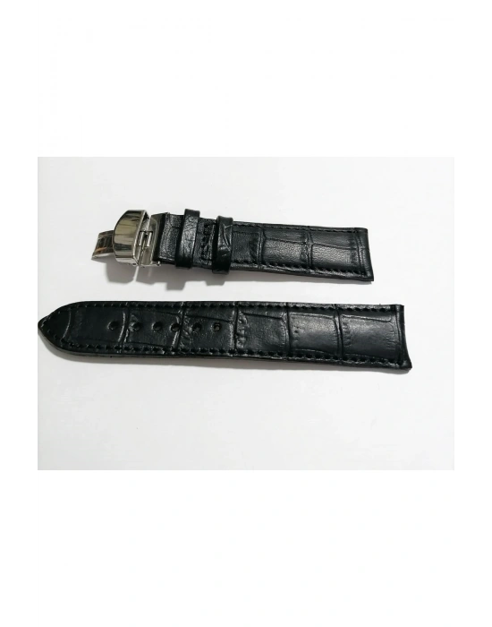 &Hertür Saate &Uygun  Kelebek  Toka  24 MM  siyah kordon   (189 ) gumuş   toka