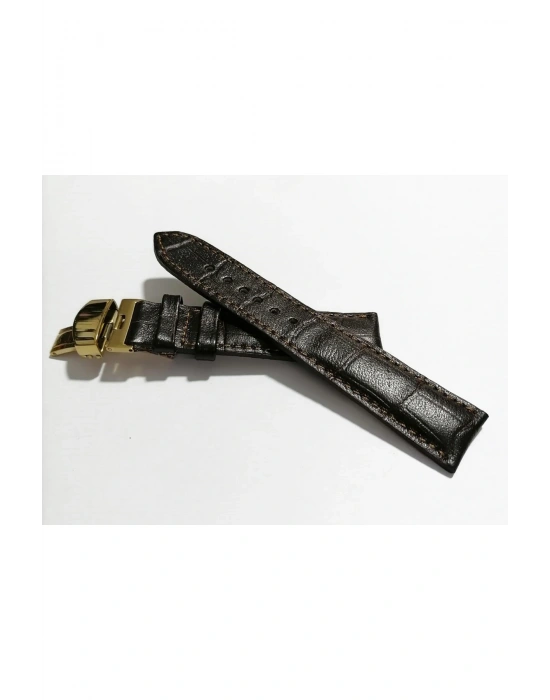&Hertür Saate &Uygun  Kelebek  Toka  24 MM  koyu kahve kordon   (187 ) altın toka