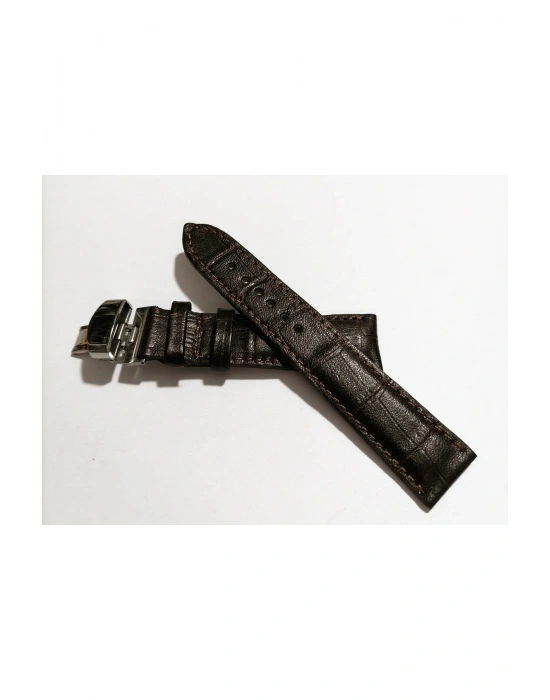 &Hertür Saate &Uygun  Kelebek  Toka 22 MM  KOYU kahve   Kordon(178)  gumuş  toka