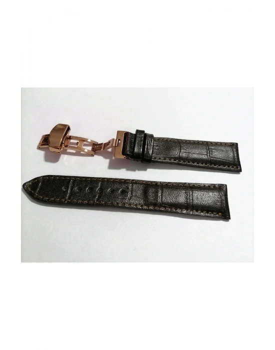 &Hertür Saate &Uygun  Kelebek  Toka  24 MM  koyu kahve kordon   (188 ) rose  toka