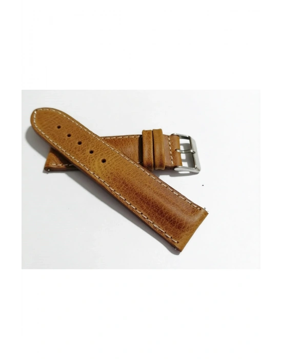 Her Saate Uygun Bombeli 22 mm Hakiki Deri Kordon Akıllı Pimli TABA (208)