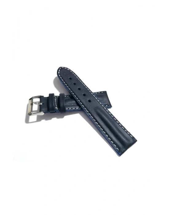 Her Saate Uygun Bombeli 22 mm Piramit modeli UZUN XL Hakiki Deri (222) MAVİ