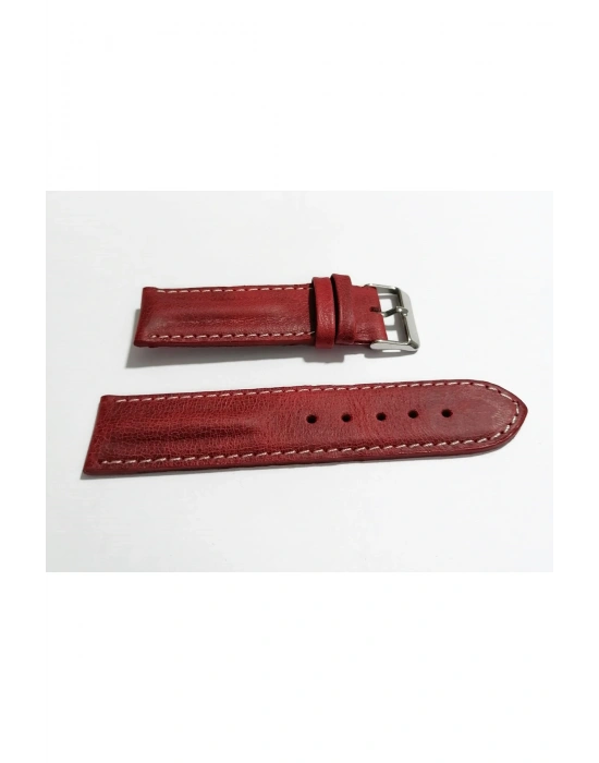 Her Saate Uygun Bombeli 22 mm Piramit modeli UZUN XL Hakiki Deri (226) kırmızı