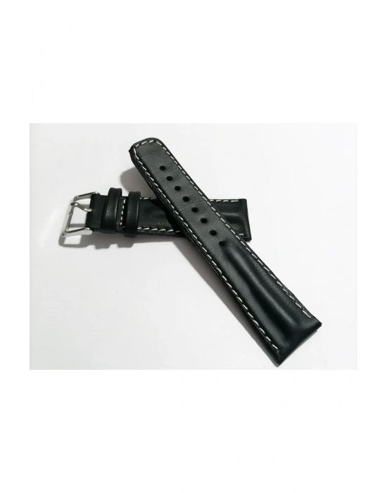 Her Saate Uygun Bombeli 20 mm Piramit modeli UZUN XL Hakiki Deri (219) SİYAH
