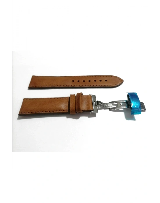 Her Saate Uygun Kelebek Toka 22 mm Hakiki Deri (230) gumuş toka TABA