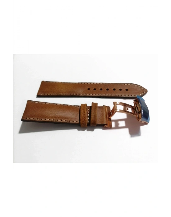 Her Saate Uygun Kelebek Toka 22 mm Hakiki Deri (231) ROSE toka TABA