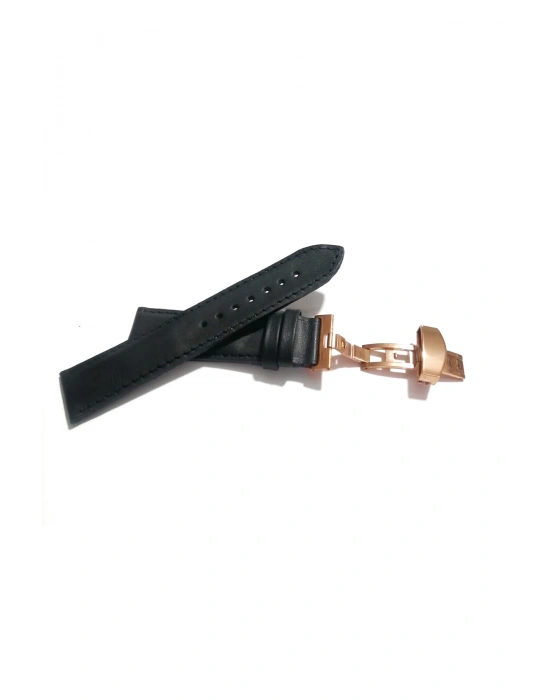 Her Saate Uygun Kelebek Toka 22 mm Hakiki Deri (235) ROSE TOKA SİYAH