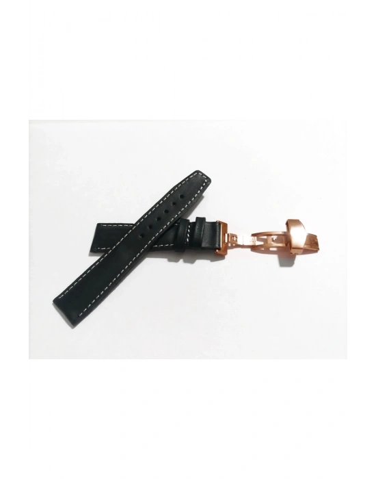 Her Saate Uygun Kelebek Toka 20 mm Hakiki Deri (238) ROSE TOKA SİYAH