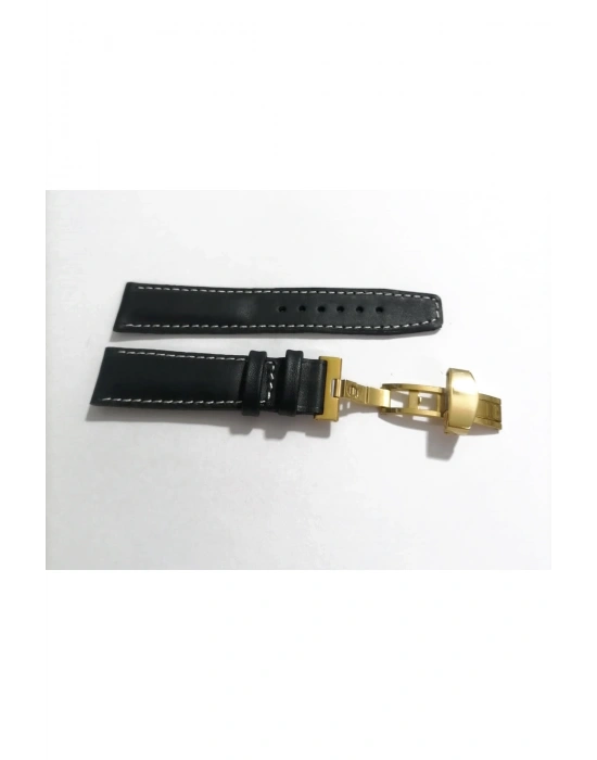 Her Saate Uygun Kelebek Toka 20 mm Hakiki Deri (239) SARI TOKA SİYAH