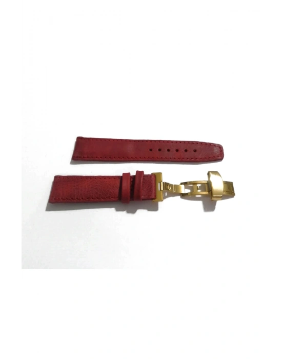 Her Saate Uygun Kelebek Toka 20 mm Hakiki Deri (247) SARI TOKA KIRMIZI