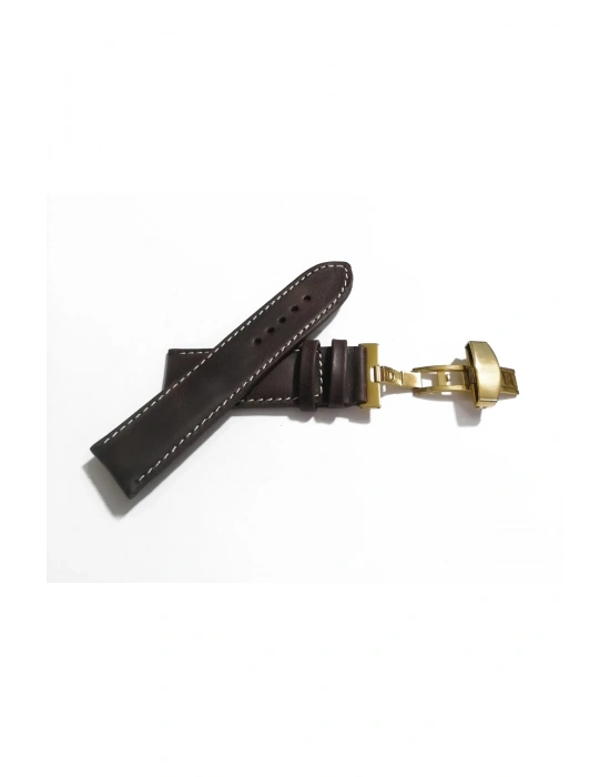 Her Saate Uygun Kelebek Toka 24 MM Hakiki Deri (251) sarı TOKA KOYU KAHVE