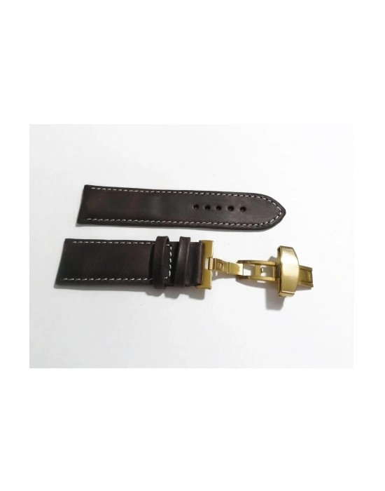 Her Saate Uygun Kelebek Toka 24 MM Hakiki Deri (251) sarı TOKA KOYU KAHVE