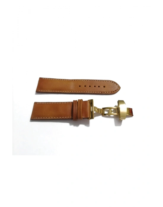 Her Saate Uygun Kelebek Toka 24 MM Hakiki Deri (252) SARI TOKA TABA