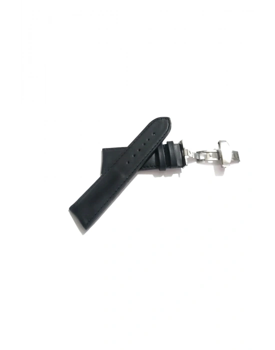 Her Saate Uygun Kelebek Toka 24 MM Hakiki Deri (256) GUMUŞ TOKA SİYAH